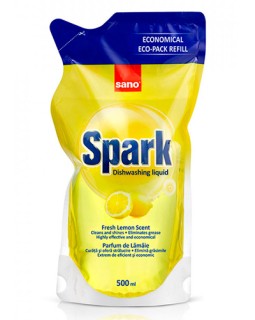 Средство для мытья посуды Sano Spark Lemon запаска, 500 мл
